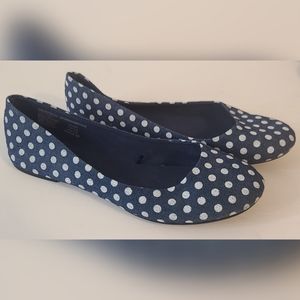 Cute Blue Polka Dot Flats 6.5 womens